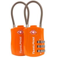 2 Pack TSA Approved Travel Combination Cable Luggage Locks for Suitcases & Backpacks - Orange