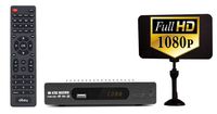Exuby Digital Converter Box for TV w/ Flat Antenna for Recording and Viewing Full HD Digital Channels Free (Instant or Scheduled Recording, 1080P HDTV, HDMI Output, 7 Day Program Guide and LCD Screen)
