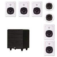 Acoustic Audio 7.1 Speaker System Flush Mount 7 Speaker Set and 6" Powered Sub