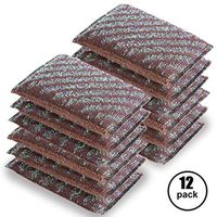 RTZAT Heavy Duty Durable Dish Washing Scrubber Non Scratch Multi Use Absorbent Reusable Kitchen Household Wash Cleaning Sponge, 12 Pack, Brown