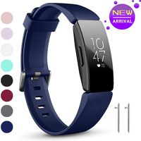 HQzon Compatible Bands/Clips Replacement for Fitbit Inspire & Fitbit Inspire HR Fitness Tracker, Made of Soft Comfortable Silicone（Band-Navy-L）