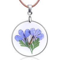 Zerama Women Girls Natural Dried Flowers Pendants Handmade Resin Wax Rope Chain Necklace for Gifts