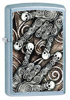 Zippo Skull Scroll Hands Pocket Lighter, Street Chrome