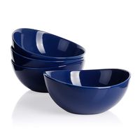 Sweese 103.103 Porcelain Bowls - 28 Ounce for Cereal, Salad and Desserts - Set of 4, Navy