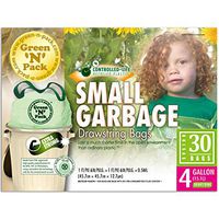 Green'N'Pack DSO4-30 Small Garbage Bags, Drawstring, 4 Gallon, 30-Count