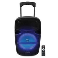 Fisher FBX820 8-Inch Compact Portable Wireless PA Speaker System w/Trolly, Remote Control, Bluetooth,Colored Lights, Microphone Input, Karaoke Features