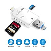 iOS Card Reader External Dual Storage iFlash Device for Lightning to USB Micro SD SDHC TF OTG Card Reader Memory Expanding Compatible with iPhone/iPad/iPod Touch/Mac/PC/Androids (White)