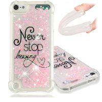 LEECOCO Case iPod Touch 6 Bling Glitter Liquid Sparkle Floating Crystal Printing Flower TPU Silicone Rubber Bumper Shockproof Protective Case Cover iPod Touch 5th YB-LS Never Stop