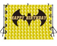 LYLYCTY 7x5ft Balloon Backdrop for Birthday Party Yellow Balloon Batman Phptpgraphy Background for Children Kids Boys Happy Birthday Banner Party Supplies LYHX147