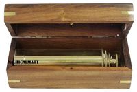 15" Solid Brass Handheld Telescope with Wooden Box - 12x Magnification