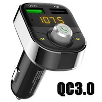 Bluetooth FM Transmitter for Car, Wireless Radio Transmitter Adapter with Hands Free Calls for iPhone, Quick Charge 3.0 USB Car Charger for Samsung, Good Gift (Gray)