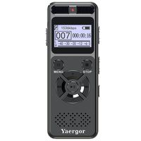 Digital Voice Activated Recorder,Yaergor 8GB 1536Kbps Sound Audio Recorder Dictaphone for Lectures Meetings Interviews,Double Stereo Microphone