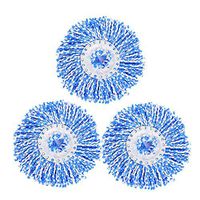 ZQY Microfiber Cotton Spinning Mop Head Replacement -3 Pack Replacement Fitted with 360 Rotating Magic Mop Round Standard Size Multicolor Removable and Easy To Wash (Color : Blue)