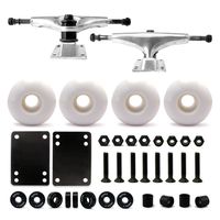 VJ 5.0 Skateboard Trucks (Silver), Skateboard Wheels 54mm, Skateboard Bearings, Skateboard Pads, Skateboard Hardware 1" (54mm White)