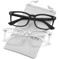 MEETSUN Blue Light Blocking Glasses, Anti Eye Strain Headache (Sleep Better),Computer Reading Glasses UV400 Transparent Lens (Black Frame(matte) + Clear Frame, 53)