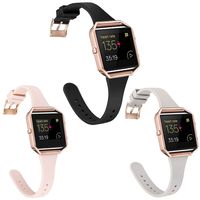 Amcute Compatibe for Fitbit Blaze Band Slim Narrow Thin Silicone Replacement Wristband with Metal Frame for Fitbit Blaze Bands Women Men Small Large (3BlackPINGRAY, Small)