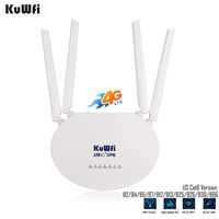KuWFi Router 4G LTE,Cat6 300Mbps 4G Router with SIM Slot 4pcs Non-Detachable Antennas Mobile WiFi Hotspot Two LAN Port Up to 32 Users Work woth T-Mobile AT&T
