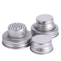 Mason Jar Shaker Lids,2 Pack Stainless Steel Cocktail Shaker Lid Spice Shaker Lid Salt Pepper Shakers Lids with Silicone Seals for Regular Mouth Mason Jars Canning Jars
