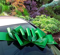Big Emerald Green Car Bow - 25" Wide, Large Ribbon Gift Decoration, Fully Assembled, St. Patrick's Day, Christmas, Birthday, Earth Day, Fundraiser, School Dance