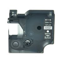GREENCYCLE Replacement Label Tape Compatible for Dymo 45021 S0720610 D1 White on Black 12mm Label Maker Pack of 1