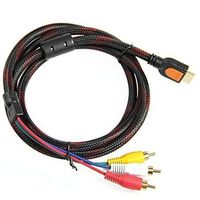 HDMI to RCA Cable, 5Ft 1.5M HDMI Male to 3RCA Video Audio AV Component Converter Adapter Cable for HDTV DVD and Most LCD Projectors (red)