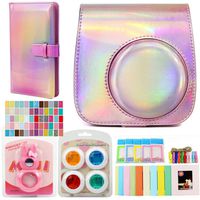 QUEEN3C Aurora Pink Accessories Kit for Fujifilm Instax Mini 9 Instant Camera, with Camera Case + Album + Filters & More Accessories for Fujifilm Mini 9 8 8 Camera. (Bundle, Aurora Pink)
