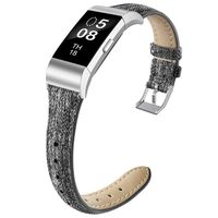 NAHAI Bands Compatible with Fitbit Charge 2, Thin Narrow Breathable Canvas Fabric Replacement Bands Slim Sport Strap Wristband for Fitbit Charge 2, Women Men, Large, Gray