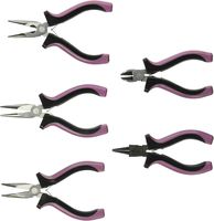Darice Jewelry Pliers, Set of 5 - Includes One Bent Nose, Two Styles of Long Nose, One Straight Nose and One Wire Cutter Plier - Soft Comfort Grip Handles - Beading Tools for Jewelry Making & Crafts