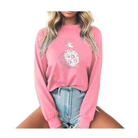 Futurelove Women Cartoon Sweatshirt Long Sleeve T-Shirt Round Neck Sweater Pullover Shirt Tops - Loose Pullover Pink
