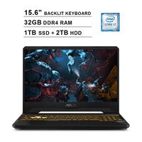 2020 Asus TUF 15.6 Inch 120Hz FHD 1080P Gaming Laptop (Intel 6-Core i7-9750H up to 4.5 GHz, GeForce GTX 1650 4GB, 32GB DDR4 RAM, 1TB SSD (Boot) + 2TB HDD, Backlit KB, WiFi, HDMI, Windows 10)