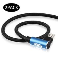 Micro USB Cable Fast Charger High Speed Data Android Cable(2-Pack,1Ft) Nylon Braided Right Angle Cord for Samsung, Kindle, Android Smartphones, Galaxy S7 Edge, Moto G5, PS4 and More