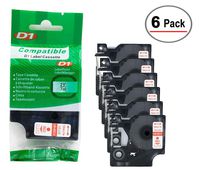 6/Pack LM Tapes - Premium LM-45012 1/2" Red on Clear Compatible Label Maker Tape, Replaces Dymo 45012 D1 Label Tape 12mm