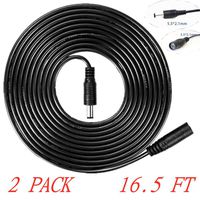 (2PACK) DC 12v Power Supply Adapter，16.5FT, 2.1mm x 5.5mm DC Plug Power Adapter Extension Cable,12V DC Adapter Cordr for CCTV Wireless IP Camera, LED, Car,(Black)
