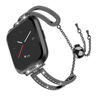 Glebo Dressy Bracelet Compatible with Fitbit Versa/Versa 2/Versa Lite/Versa SE Band Women, Metal Fit Bit Versa Watch Band Bangle Wristbands Straps Accessories for Fitbit Versa Bands for Women, Black