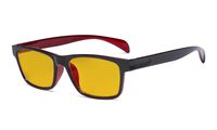 Eyekepper Blue Light Blocking Glasses with Amber Tinted Filter Lens - Computer Eyeglasses Men Women - Black Red
