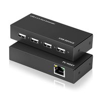 DriverGenius USB 2.0 Extender Over Single Cat5e/6/7 with 4 USB Ports - Up to 164ft Ethernet Extension Cable(Plug and Play,480 Mbps)