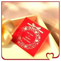 100PC Self Adhesive Merry Christmas Cookie Bags Candy Snack Package Gift Bags Wreath Pouch Baking Bag Wrap for Christmas Party Gift Bags(Red)