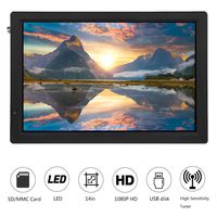 ASHATA Portable Digital Television,14" 1080P HD Digital Television ATSC Portable T,HDMI Video Player for Home Car,with USB Port, SD/MMC Card Slot,Play U Disk Drive Content,110-220V US