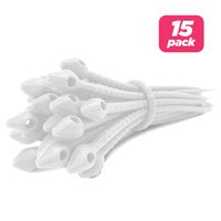 Reusable Silicone Cable Twist Ties Organizer Perfect for Cord Management, Electronics Wire Strips, Kitchen, Garden Rubber Wraps and Gear Zip Tie Straps (7 inches, Non-Velcro), 15-Pack, White