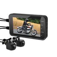 ESoku MT003 Motorcycle Dash Cam 1080P Dual Lens Motorcycle Recording Camera System, 160°Wide Angle, 4.0" Screen, G-Sensor, Loop Recording