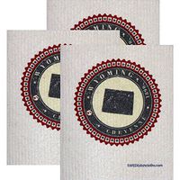 SWEDEdishcloths Swedish Dishcloth Set of 3 Each Swedish Dishcloth Badge Design - Wyoming | Eco Friendly Cleaning Absorbent Cloth Eco Friendly Cleaning Wipes
