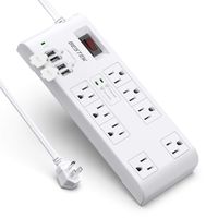 BESTEK 2,000 Joules Surge Protector with USB, Power Strips with 8 AC Outlets 15A 125V, DC 5V 4.2A 4 Smart USB Charging Ports, Long 6 Feet Heavy Duty Extension Cords, FCC ETL Listed