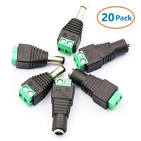 Cenrykay 10 x Male + 10 x Female 2.1x5.5mm Female DC Power Adapter Connector for CCTV Camera