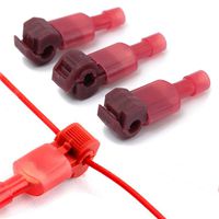 Bestgle Self-Stripping Electrical Red T-Tap Wire Spade Connectors of (100 Pcs)50 Pairs Male and Female Butt Terminal Crimp Kits for 22-18 Gauge Wire(Red)