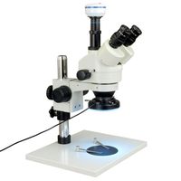 OMAX 7X-45X Zoom Trinocular Stereo Microscope + 144 Metal Shell LED Ring Light + 3.0MP USB Camera