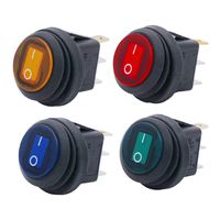 Twidec/4Pcs 12V 20A Waterproof Round Rocker Toggle LED Switch 3 Pins On-Off Car Truck RV Rocker Switch 4 Colours for Boat KCD1-8-101NW-4C