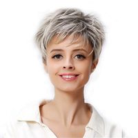 Clearance Grey Wigs for Black Women Side Part Short Bob Wig Heat Resistant Synthetic Fiber Hair Cosplay Party Full Wig