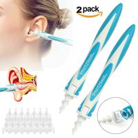 2 Pack Ear Wax Removal, STCORPS7 Ear Wax Cleaner Earwax Remover Tool Ear Wax Remover Soft Spiral Swab Earwax Cleaner Removal Smart Earpick Tool with 16 Replacement Heads q-tip Replacement