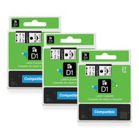 Equivalent Dymo D1 45010 S0720500 Black on Clear Label Tape 1/2'' W x 23' L Compatible with DYMO LabelManager 280 LabelManager 160 LabelManager 360D LabelWriter 450 Duo / 3-Pack