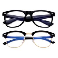 Blue Light Blocking Glasses Large Face Square/Semi-Rimless Computer Game Glasses